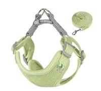 Harnais réfléchissant pour petits chiens - Sangle de poitrine rembourrée douce réglable avec maille respirante, design anti-fugue pour chiot, peluche, chat (taille S, vert)