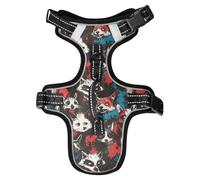 Harnais réfléchissant punk pour chien - Motif renard - Noir et rouge - Pour promener un chaton - Gilet extensible pour chiens chalecos para Perros