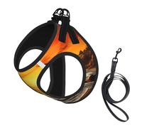 Harnais réfléchissant réglable pour chien, harnais de promenade respirant avec accessoires, laisse, bateau pirate au coucher du soleil, antidérapant, anti-fuite, gilet pour chiot, chat, taille M