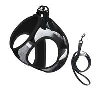 Harnais réfléchissant réglable pour chien, harnais de promenade respirant avec accessoires, laisse, de nombreux galets noirs, sécurisé, antidérapant, anti-fuite, harnais pour chiot, chat, taille M