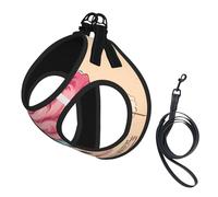 Harnais réfléchissant réglable pour chien, harnais de promenade respirant avec accessoires laisse, imprimé barbe à papa, antidérapant, anti-fuite, gilet pour chiot, chat, taille L
