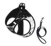 Harnais réfléchissant réglable pour chien, harnais de promenade respirant avec accessoires laisse, imprimé balle noire et blanche, antidérapant, anti-fuite, gilet pour chiot, chat, taille L