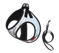 Harnais réfléchissant réglable pour chien, harnais de promenade respirant avec accessoires, laisse, imprimé joyeux de Noël, antidérapant, anti-fuite, gilet pour chiot, chat, taille L