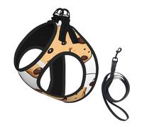 Harnais réfléchissant réglable pour chien, harnais de promenade respirant avec accessoires, laisse, imprimé pépites de chocolat, sûr, antidérapant, anti-fuite, gilet pour chiot, chat, S