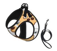 Harnais réfléchissant réglable pour chien, harnais de promenade respirant avec accessoires, laisse, imprimé pépites de chocolat, sûr, antidérapant, anti-fuite, gilet pour chiot, chat, taille M