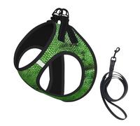 Harnais réfléchissant réglable pour chien, harnais de promenade respirant pour animaux de compagnie avec laisse accessoires, peau de serpent verte, antidérapant, anti-fuite, harnais pour chiot, chat