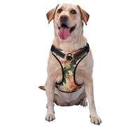 Harnais réfléchissant réglable pour chien Motif pivoines roses Orange et rose Taille M et L