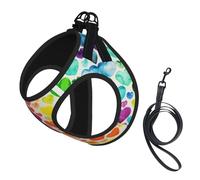 Harnais réglable en maille respirante pour chiens de petite et moyenne taille S-L Motif cœurs arc-en-ciel