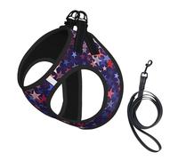 Harnais réglable en maille respirante pour chiens de petite et moyenne taille S-L Motif étoiles rouges et bleues