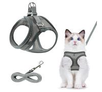 Harnais réglable en maille souple avec bande réfléchissante - Ensemble harnais et laisse respirant anti-traction pour chat - Collier anti-fugue pour la promenade (taille S)