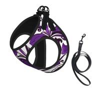Harnais réglable en velours violet pour chien imprimé 01
