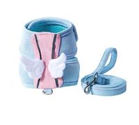 Harnais réglable pour chat avec laisse, gilet en maille douce et respirante, harnais léger anti-fugue pour la promenade des chats d'intérieur et d'extérieur (bleu, L)