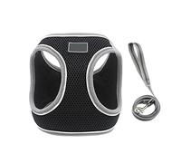 Harnais réglable pour chien avec clip avant avec poignée réfléchissante, respirante, en maille douce, légère pour chiens de moyenne et petite taille, noir, taille XL