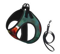 Harnais réglable pour chien imprimé coquelicot avec clips pour laisse