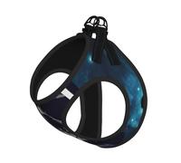 Harnais réglable pour chien imprimé tête de mort et étoiles avec clips pour laisse