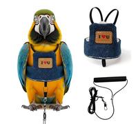 Harnais réglable pour perroquet et laisse de 200 cm de long, corde volante en nylon anti-morsure, accessoire d'entraînement léger style aile mignon pour petits perroquets, mini ara et oiseaux