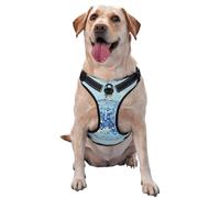 Harnais réglable réfléchissant Oxford pour chien avec balle disco Bleu Taille M et L