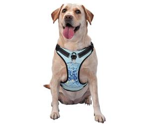 Harnais réglable réfléchissant Oxford pour chien avec balle disco Bleu Taille M et L