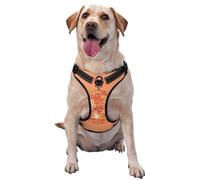 Harnais réglable réfléchissant Oxford pour chien avec balle disco Orange et pêche