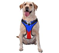 Harnais réglable réfléchissant Oxford pour chien avec drapeau de Porto Rico - Contrôle facile - Taille M et L