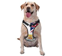 Harnais réglable réfléchissant Oxford pour chien avec drapeau du territoire britannique de l'Antarctique - Contrôle facile - Taille moyenne et grande