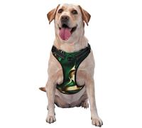 Harnais réglable réfléchissant Oxford pour chien de taille moyenne et grande - Motif tourbillons de marbre vert émeraude et doré