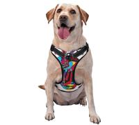 Harnais réglable réfléchissant Oxford pour chien Motif cœur sauvage graffiti coloré Contrôle facile Taille M et L