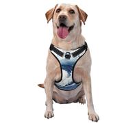 Harnais réglable réfléchissant Oxford pour chien Motif vague de mer Aquarelle