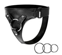 Harnais Strap-On en Cuir réglable - Peluches douces, anneaux métalliques multiples, version grande taille - Pour femmes & hommes, jeux de pegging assumés en duo