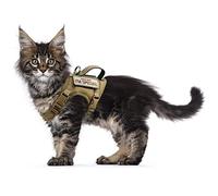 Harnais Tactique Anti-Fugue en Maille Souple réglable pour la Promenade des Chats et des Petits Chiens (Taille M, Kaki)