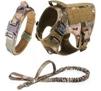 Harnais tactique en nylon 1000D réfléchissant pour chien avec double boucles de contrôle, poignée latérale, sangle MOLLE pour entraînement et aventures en plein air