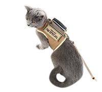 Harnais Tactique et Laisse pour Chat - Veste de Promenade réglable Anti-Fugue - Gilet rembourré et élégant pour Chat - Kaki - Taille L