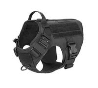 Harnais Tactique Militaire en Nylon pour Chien, pour Animaux De Compagnie, Camping, Entraînement, Chasse, Marche, Randonnée, Grand Chien, Berger Allemand, Labrador, Réglable,Noir,M.
