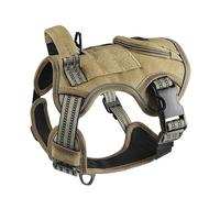 Harnais Tactique Militaire pour Chien, Réglable en Nylon, Grand Harnais en Nylon, Labrador, Berger Allemand, Bouledogue Français, Camping, Chasse, Entraînement,Khaki,XL