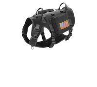 Harnais Tactique Militaire pour Chien, Réglable, Gilet D'entraînement pour Chien De Plein Air, Camping, Chasse, avec Sac pour Grand Chien, Berger Allemand, Labrador, Bouledogue Français,Noir,L