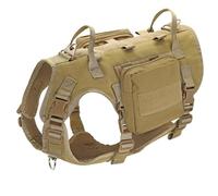 Harnais Tactique Militaire Réglable en Nylon pour Entraînement d'animaux De Compagnie, Camping, Chasse, Berger Allemand, Labrador, Harnais Tactique Militaire avec 2 Sacs Amovibles, Harnais D'exté