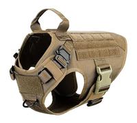 Harnais Tactique Militaire Réglable en Nylon pour Grand Chien, Berger Allemand, Labrador Malinois, Camping, Chasse, Entraînement, Gilet D'extérieur Étanche pour Animaux De Compagnie,Brun,M.