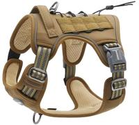 Harnais Tactique pour Chien Anti-Traction - Respirant - Facile à Utiliser - pour Chiens de Petite, Moyenne et Grande Taille - Durable - Réfléchissant - Matériau Militaire