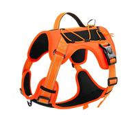 Harnais tactique pour chiens de grande taille et moyenne - Sans traction - Réglable - Réfléchissant - Harnais pour la marche, la randonnée (orange, taille XL)