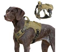 Harnais tactique pour chiens de grande taille, gilet de service militaire robuste avec poignée de contrôle et 2 écussons, réglable, réfléchissant, doux, rembourré pour animal de compagnie pour le