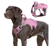 Harnais tactique pour chiens de grande taille, gilet de service militaire robuste avec poignée de contrôle et 2 écussons, réglable, réfléchissant, doux, rembourré pour animal de compagnie pour le