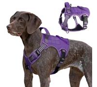 Harnais tactique pour chiens de grande taille, gilet de service militaire robuste avec poignée de contrôle et 2 écussons, réglable, réfléchissant, doux, rembourré pour animal de compagnie pour le