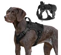 Harnais tactique pour chiens de grande taille, gilet de service militaire robuste avec poignée de contrôle et 2 patchs, réglable, réfléchissant, doux, rembourré pour animal domestique pour le dressage