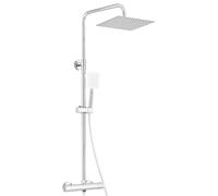 HARNART Ensemble mitigeur de douche thermostatique en acier inoxydable avec pommeau de douche réglable de 20,3 cm, douchette double, mitigeur de baignoire avec douche, chromé