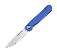 Harnds Wind couteau pliant de poche flipper Sandvik 14C28N lame G10 manche (Bleu)