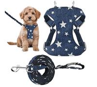 Harness for Dogs - Denim & Mesh Adjustable Quick-Dry Harness | Reflective Dog Chest Harnes, Pet Training Tool for Puppies, Walks, Yard, Hiking, and Outdoor Adventures