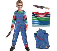 HarnyLoom Chucky Costume Enfant Adulte Déguisement Chucky Garcons Hommes Tueuse Effrayant Horreur Movies Outfit Haut Salopettes Halloween Carnival Cosplay (Enfants, 110 (1-2 ans))