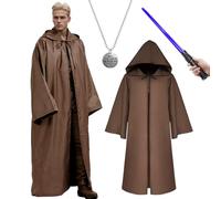 HarnyLoom Déguisement Adult Costume Guerrier Laser Saber Cape Noir, Carnaval Halloween avec Capuche Déguisement Guerrier Militaire Hommes Femme Accessoire Fête Dessin Animé Cosplay (Marron, M)