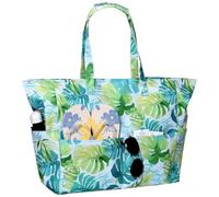HarnyLoom Sac de Plage Femme XXL, Grand Sacs de Voyage Imperméable avec Fermeture Éclair Cabas Léger Sac Fourre-tout pour Plage Vacances Shopping Gym Piscine (Palmier vert)
