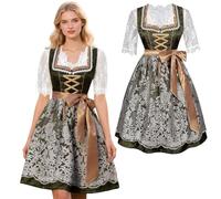 HarnyLoom Tenue de fête de la bière pour femme - Noir - Robe midi 3 pièces - Robe Dirndl avec dentelle - Chemisier Dirndl - Tablier pour occasions festives (noir, 42)